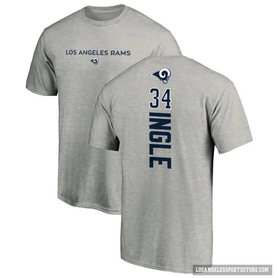 Men's ＃34 Tanner Ingle Los Angeles Rams Ash Backer T-Shirt