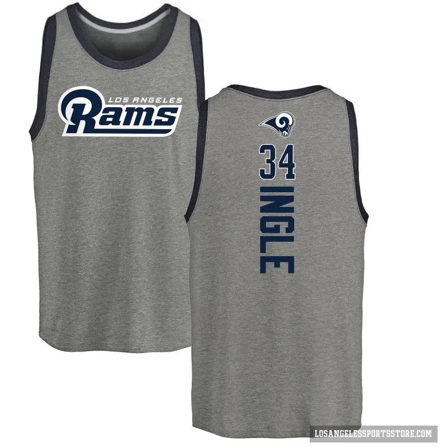 Men's ＃34 Tanner Ingle Los Angeles Rams Ash Backer Tank Top