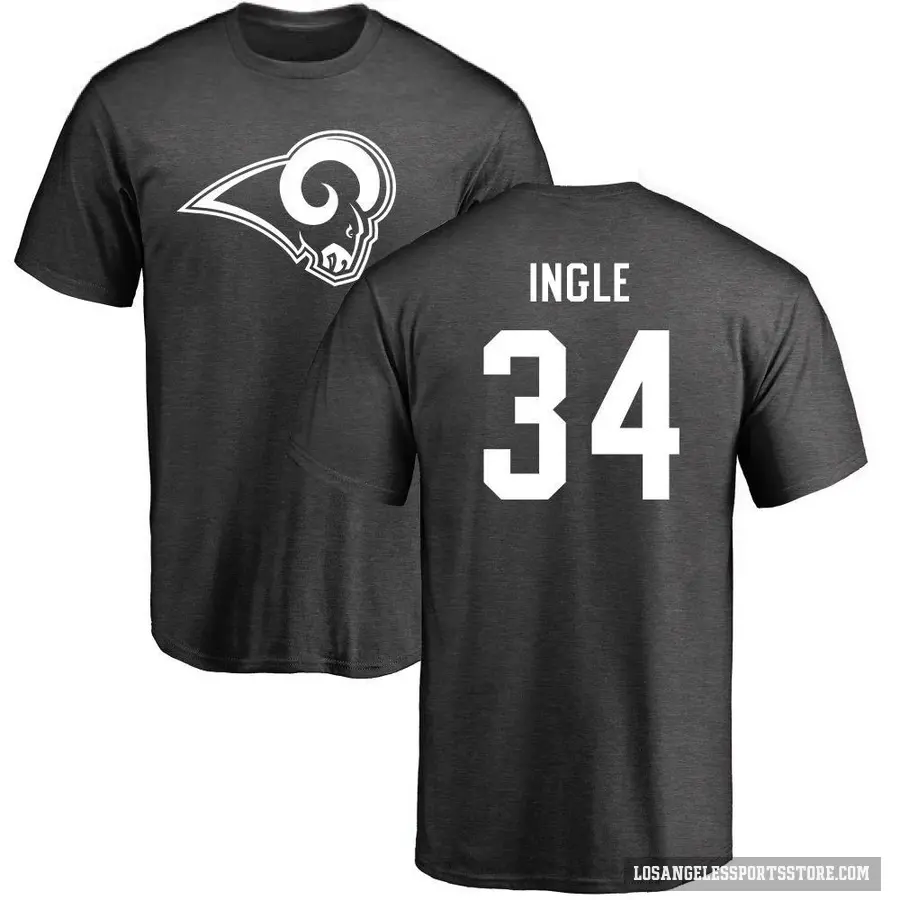 Men's ＃34 Tanner Ingle Los Angeles Rams Ash One Color T-Shirt