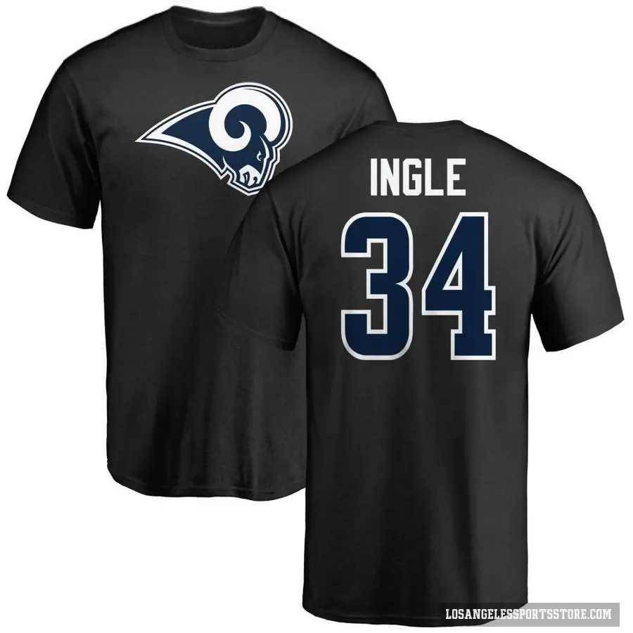 Men's ＃34 Tanner Ingle Los Angeles Rams Black Logo T-Shirt