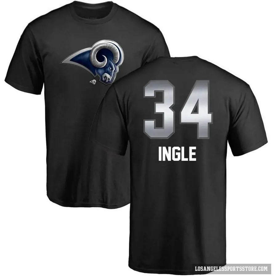 Men's ＃34 Tanner Ingle Los Angeles Rams Black Midnight Mascot T-Shirt