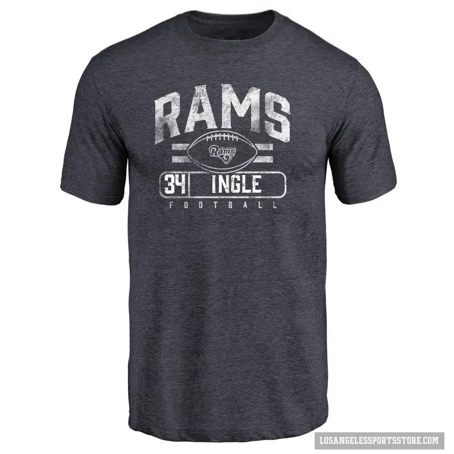 Men's ＃34 Tanner Ingle Los Angeles Rams Navy Flanker T-Shirt