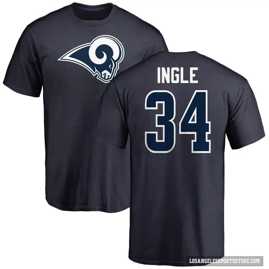 Men's ＃34 Tanner Ingle Los Angeles Rams Navy Logo T-Shirt