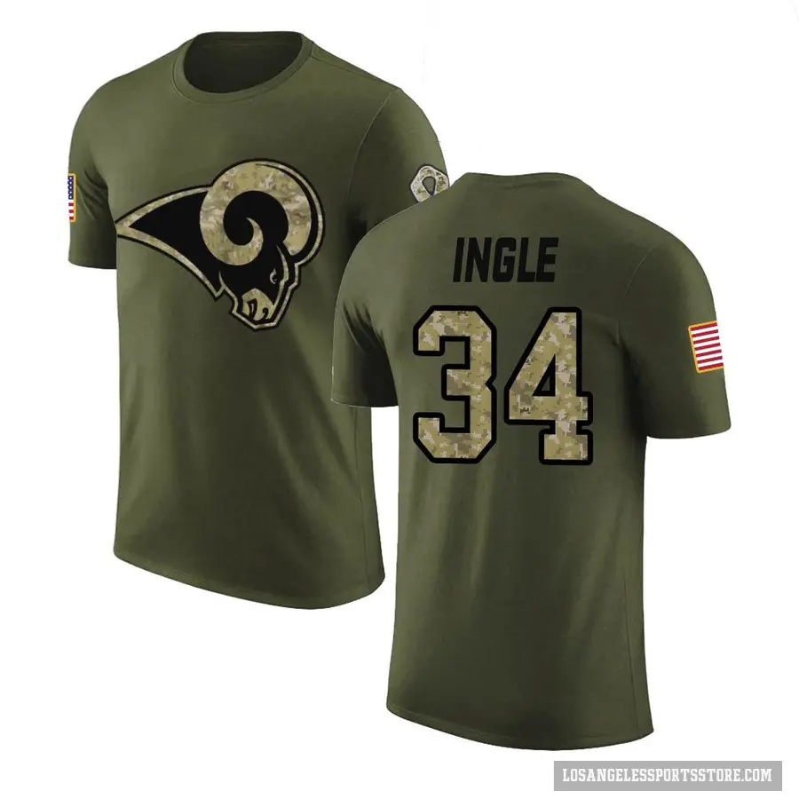 Men's ＃34 Tanner Ingle Los Angeles Rams Olive Salute to Service T-Shirt