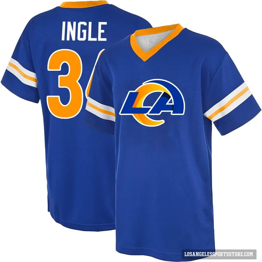 Men's ＃34 Tanner Ingle Los Angeles Rams Royal Game Day V-Neck T-Shirt