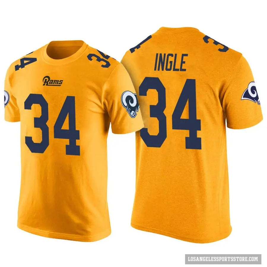 Men's ＃34 Tanner Ingle Los Angeles Rams Yellow Color Rush T-Shirt