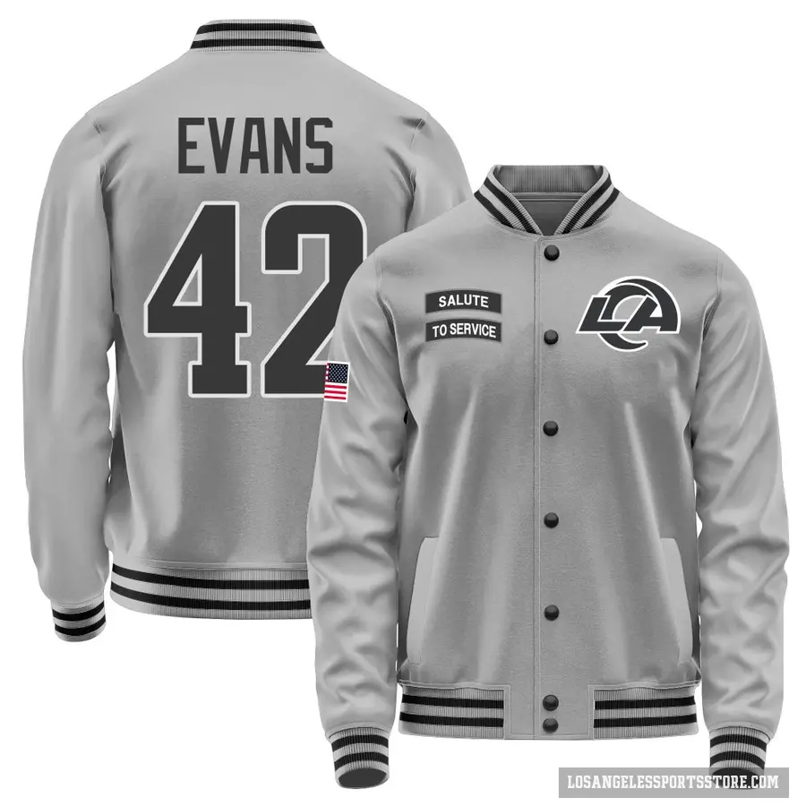 Men's ＃42 Ethan Evans Los Angeles Rams Gray Salute to Service Performance Jacket