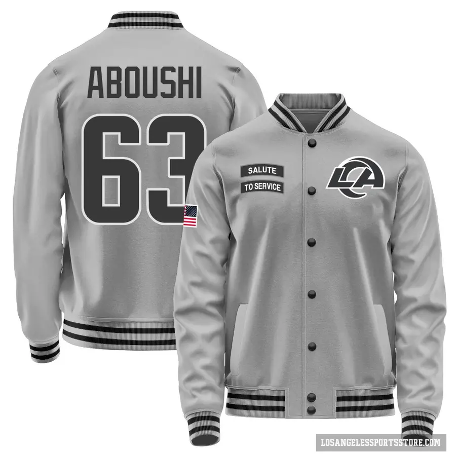 Men's ＃63 Oday Aboushi Los Angeles Rams Gray Salute to Service Performance Jacket