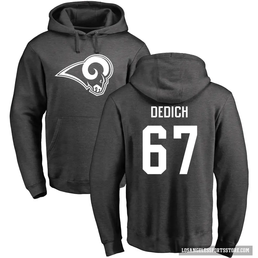 Men's ＃67 Justin Dedich Los Angeles Rams Pro Line by Branded Ash One Color Pullover Hoodie