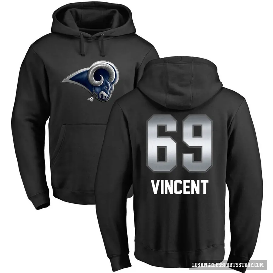 Men's ＃69 Taron Vincent Los Angeles Rams Black Midnight Mascot Pullover Hoodie