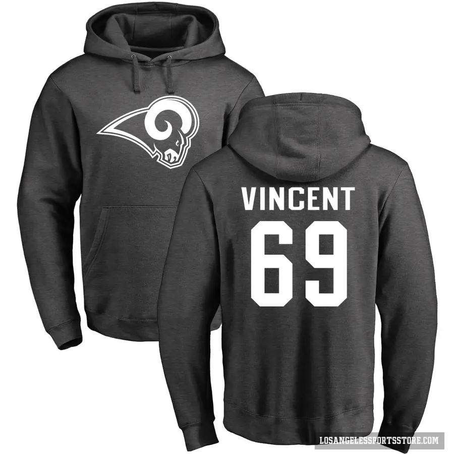 Men's ＃69 Taron Vincent Los Angeles Rams Pro Line by Branded Ash One Color Pullover Hoodie