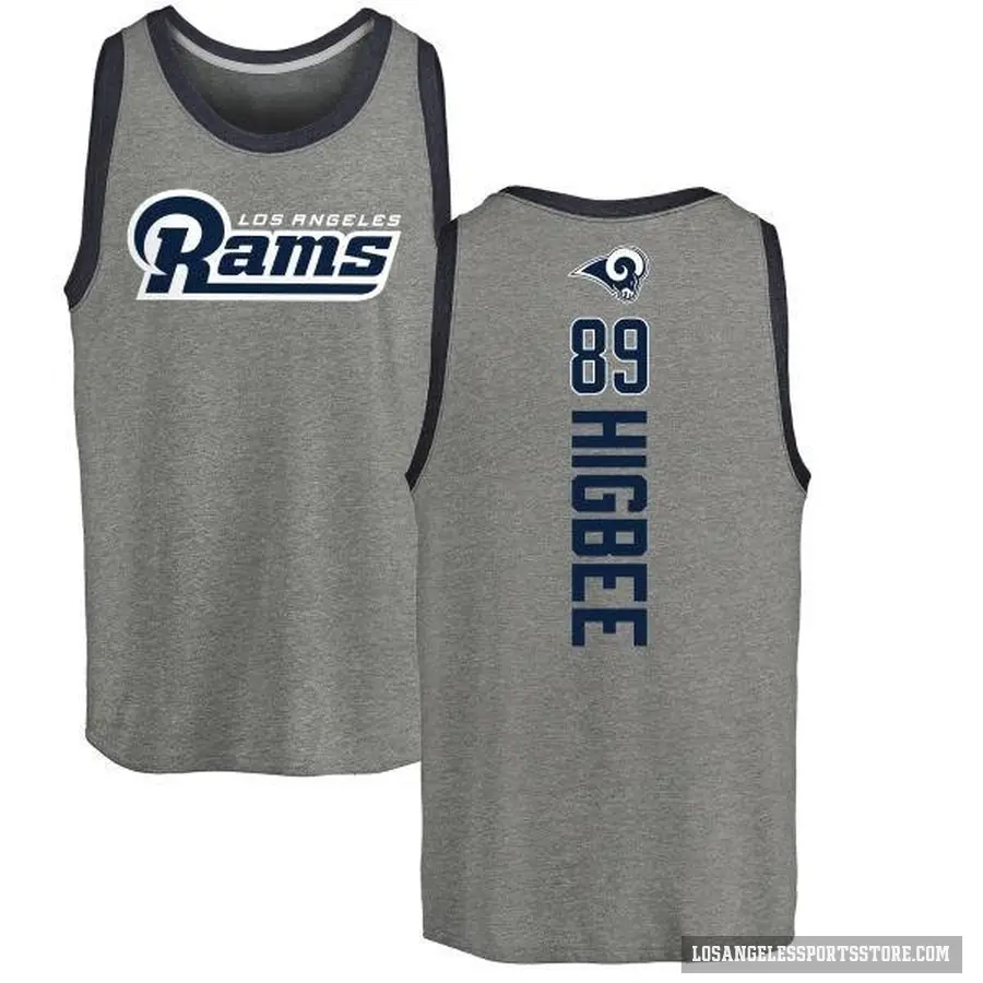 Men's ＃89 Tyler Higbee Los Angeles Rams Ash Backer Tank Top