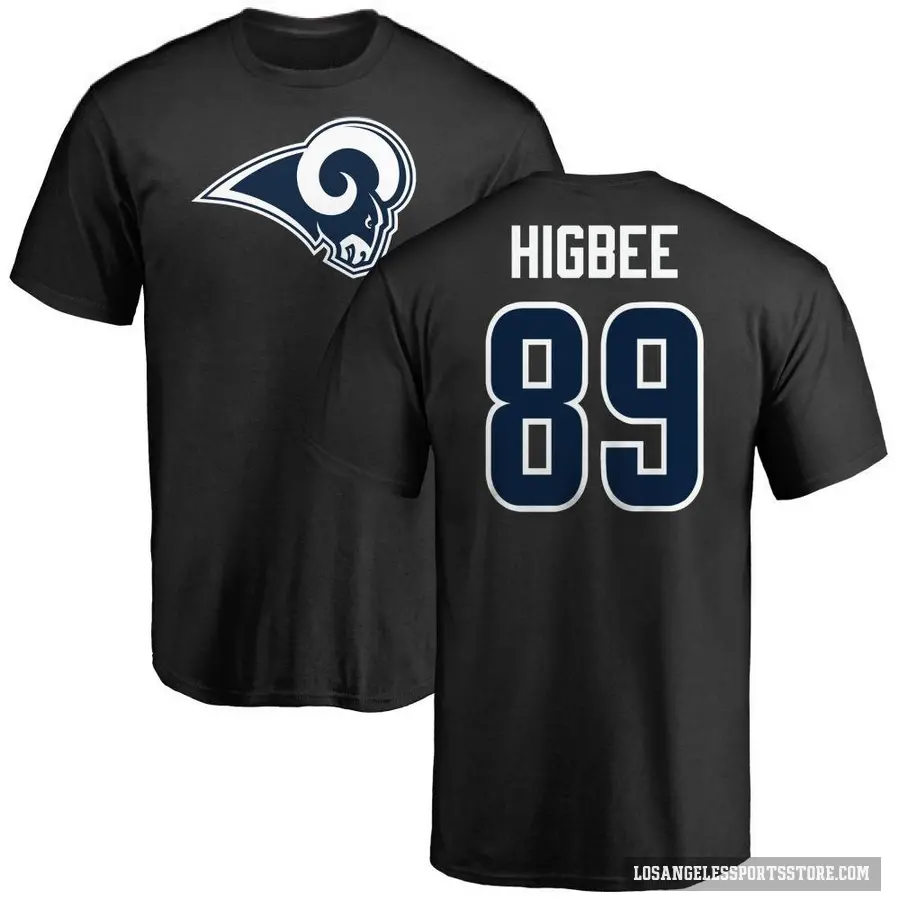 Men's ＃89 Tyler Higbee Los Angeles Rams Black Logo T-Shirt