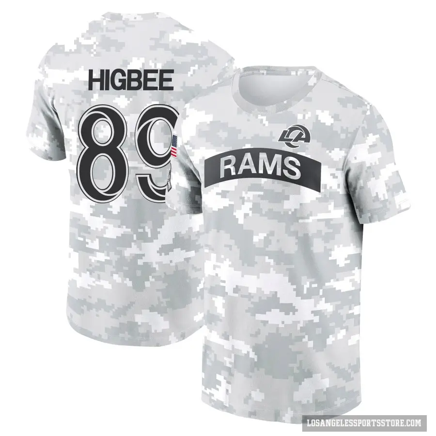 Men's ＃89 Tyler Higbee Los Angeles Rams Camo Arctic 2024 Salute to Service Performance T-Shirt