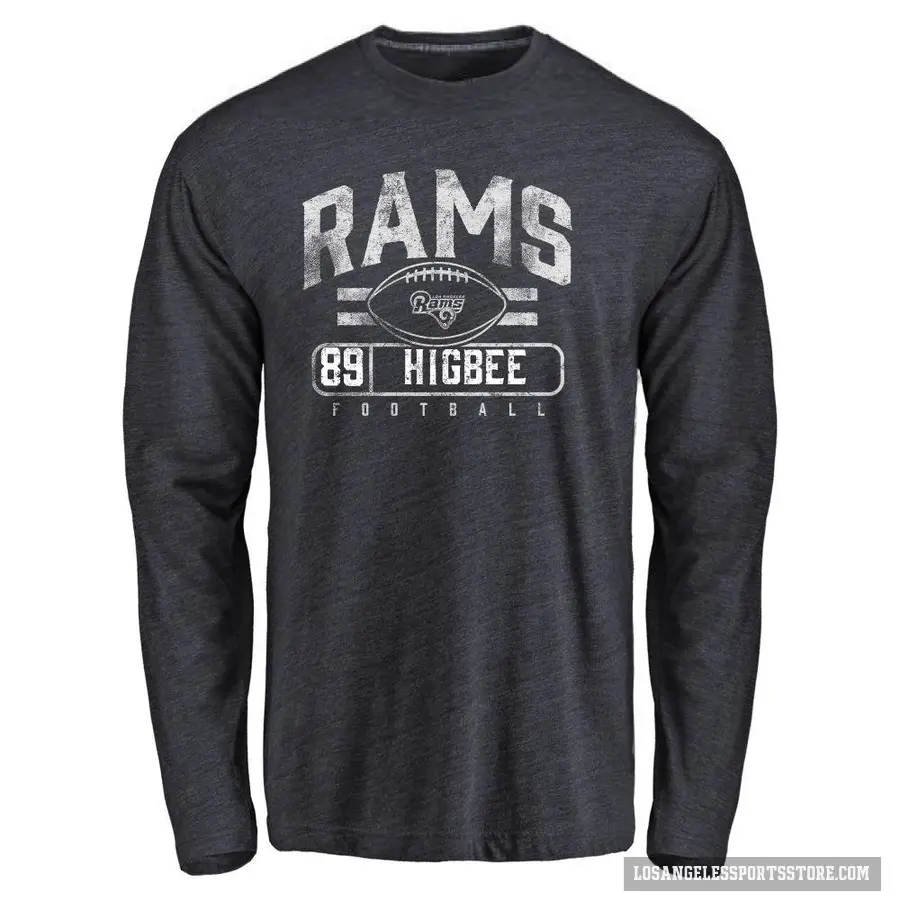 Men's ＃89 Tyler Higbee Los Angeles Rams Navy Flanker Long Sleeve T-Shirt