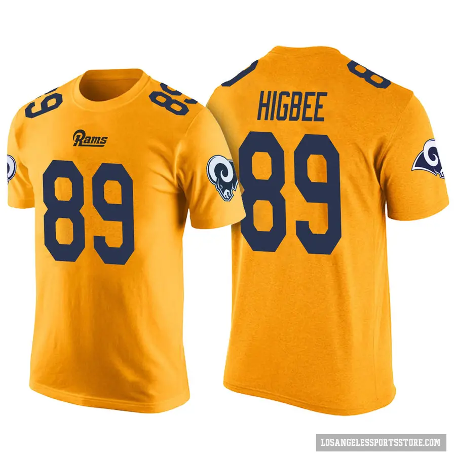 Men's ＃89 Tyler Higbee Los Angeles Rams Yellow Color Rush T-Shirt