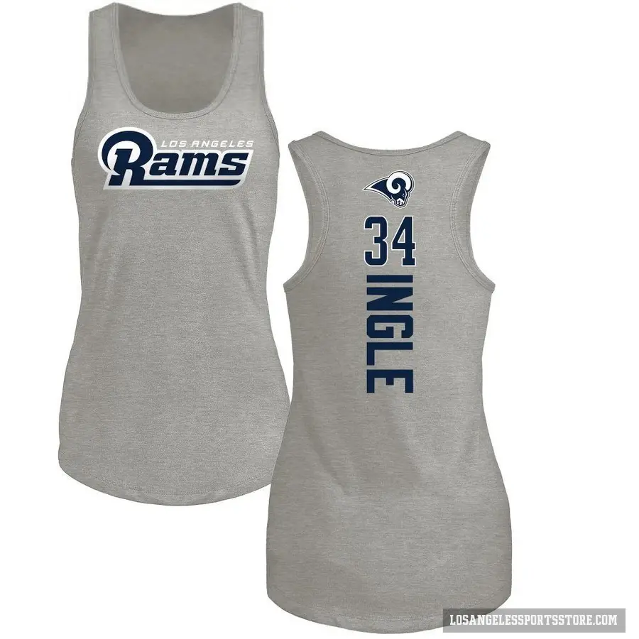 Women's ＃34 Tanner Ingle Los Angeles Rams Ash Backer Tank Top