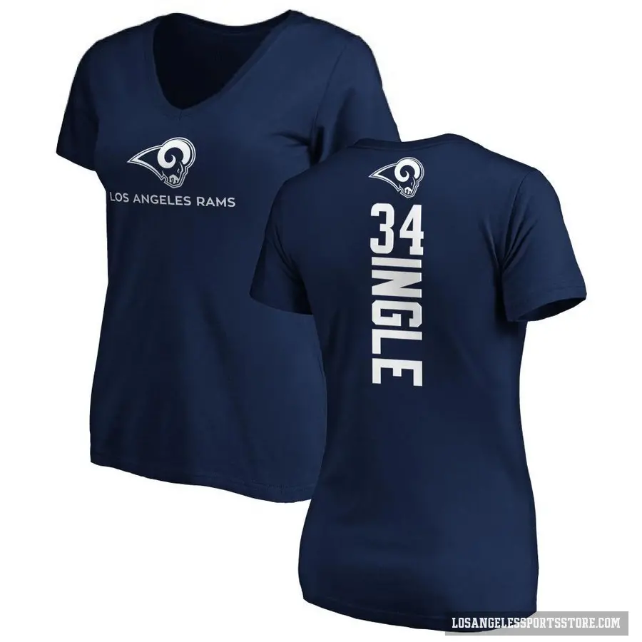 Women's ＃34 Tanner Ingle Los Angeles Rams Navy Backer Slim Fit T-Shirt