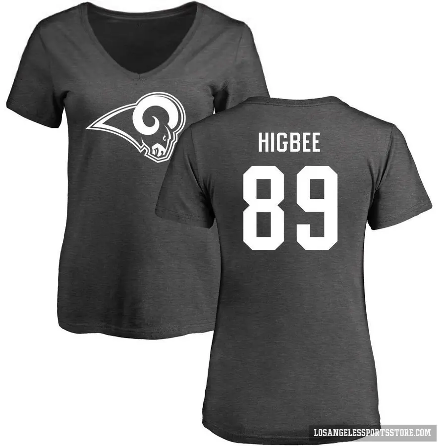 Women's ＃89 Tyler Higbee Los Angeles Rams Ash One Color T-Shirt