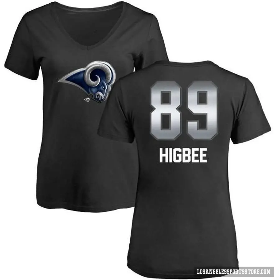 Women's ＃89 Tyler Higbee Los Angeles Rams Black Midnight Mascot T-Shirt